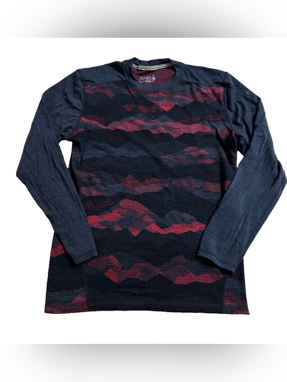 Smartwool Classic Thermal Merino 250 Base Layer Sz L Rhythmic Red Mountain Scape